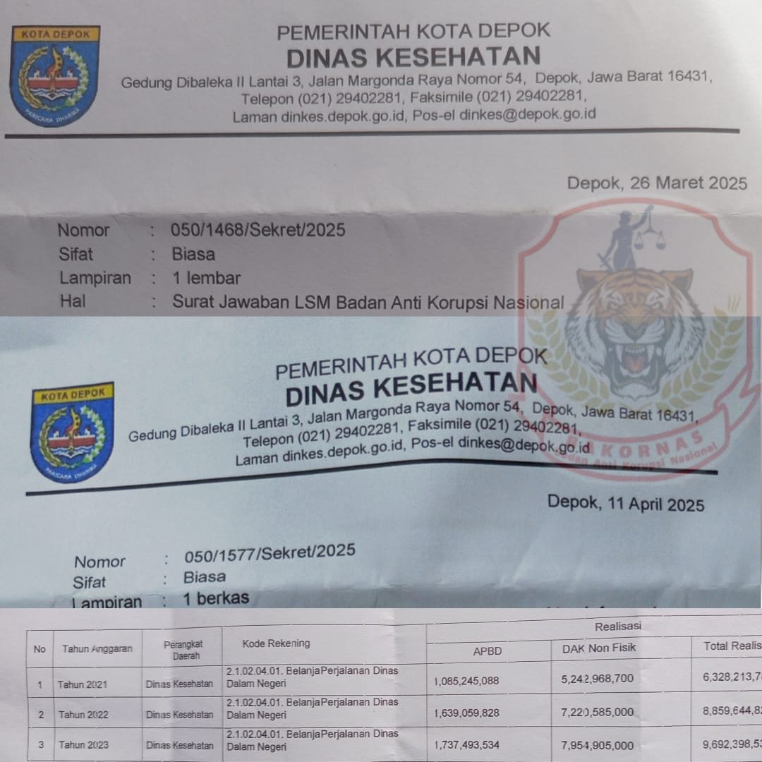 Ketua Umum BAKORNAS, Hermanto, memberikan pernyataan pers terkait dugaan ketidakterbukaan anggaran perjalanan dinas Dinkes Kota Depok senilai Rp9,6 miliar tahun 2023.