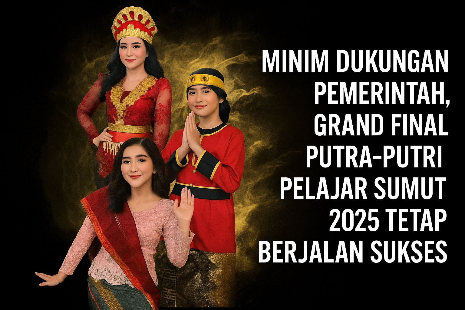 Foto para finalis Putra-Putri Pelajar Sumut 2025 saat grand final di Aula Raja Inal Siregar, Medan. Minim Dukungan Pemerintah