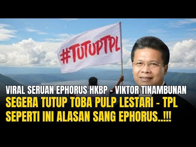 Ephorus HKBP Pdt. Dr. Victor Tinambunan menyampaikan seruan resmi penutupan PT Toba Pulp Lestari dalam konferensi pers pada 7 Mei 2025 di Tarutung, Sumatera Utara.