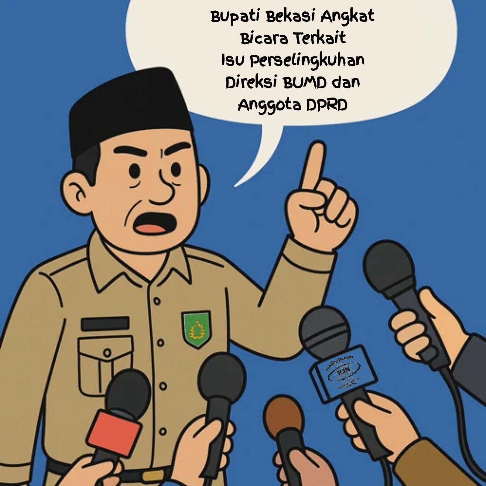 Bupati Bekasi Ade Kuswara Kunang memberikan pernyataan resmi, terkait isu dugaan perselingkuhan antara pejabat direksi BUMD dan anggota DPRD.