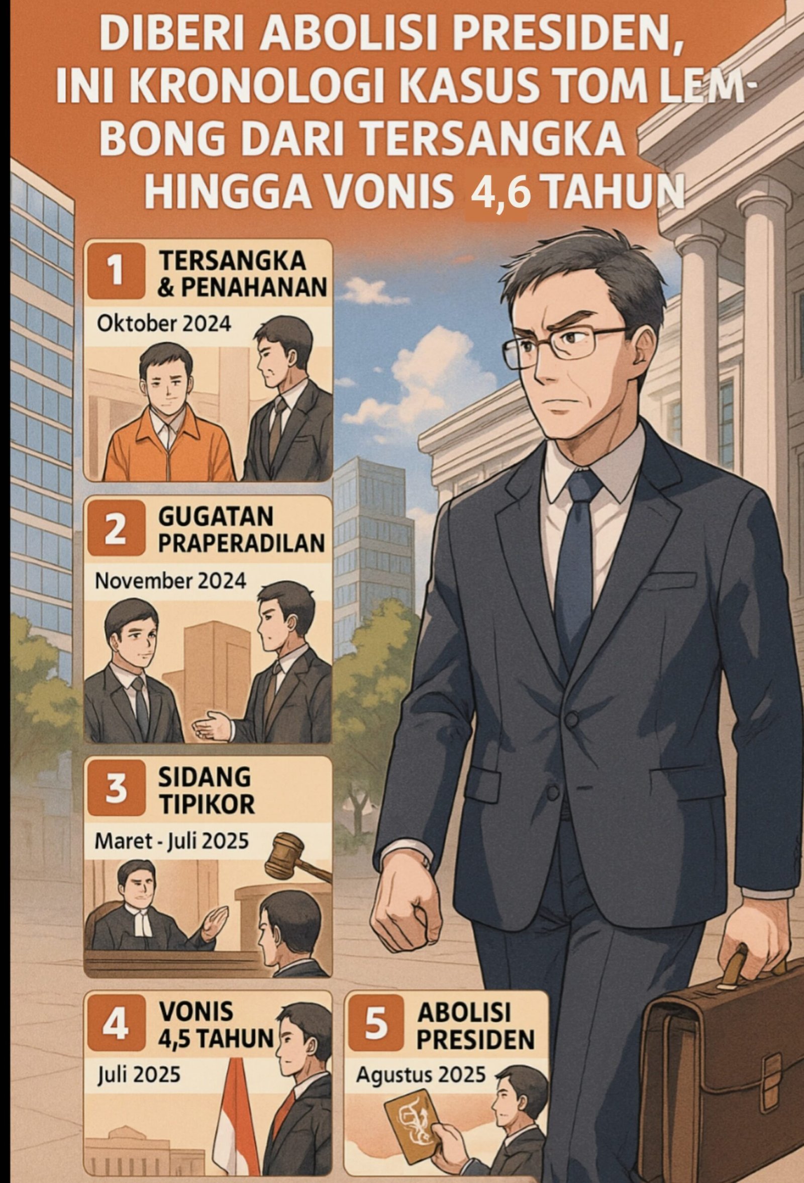 Tom Lembong berjalan keluar dari Pengadilan Tipikor usai Diberi Abolisi Presiden